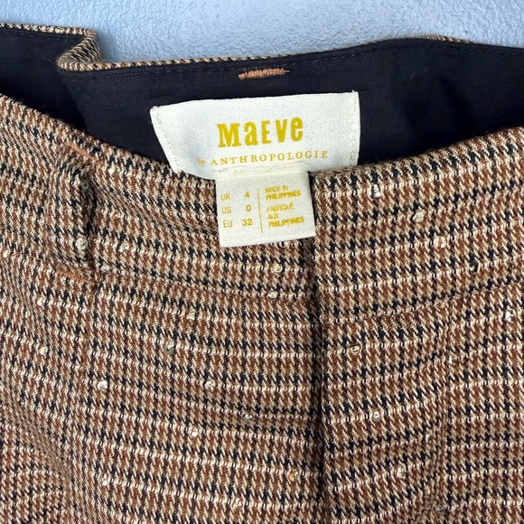 Anthropologie Maeve Pleated Wide-Leg Houndstooth Trousers | Size 0 - Picture 7 of 9